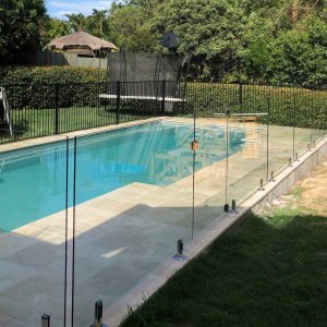 pool with frameless glass pool fence